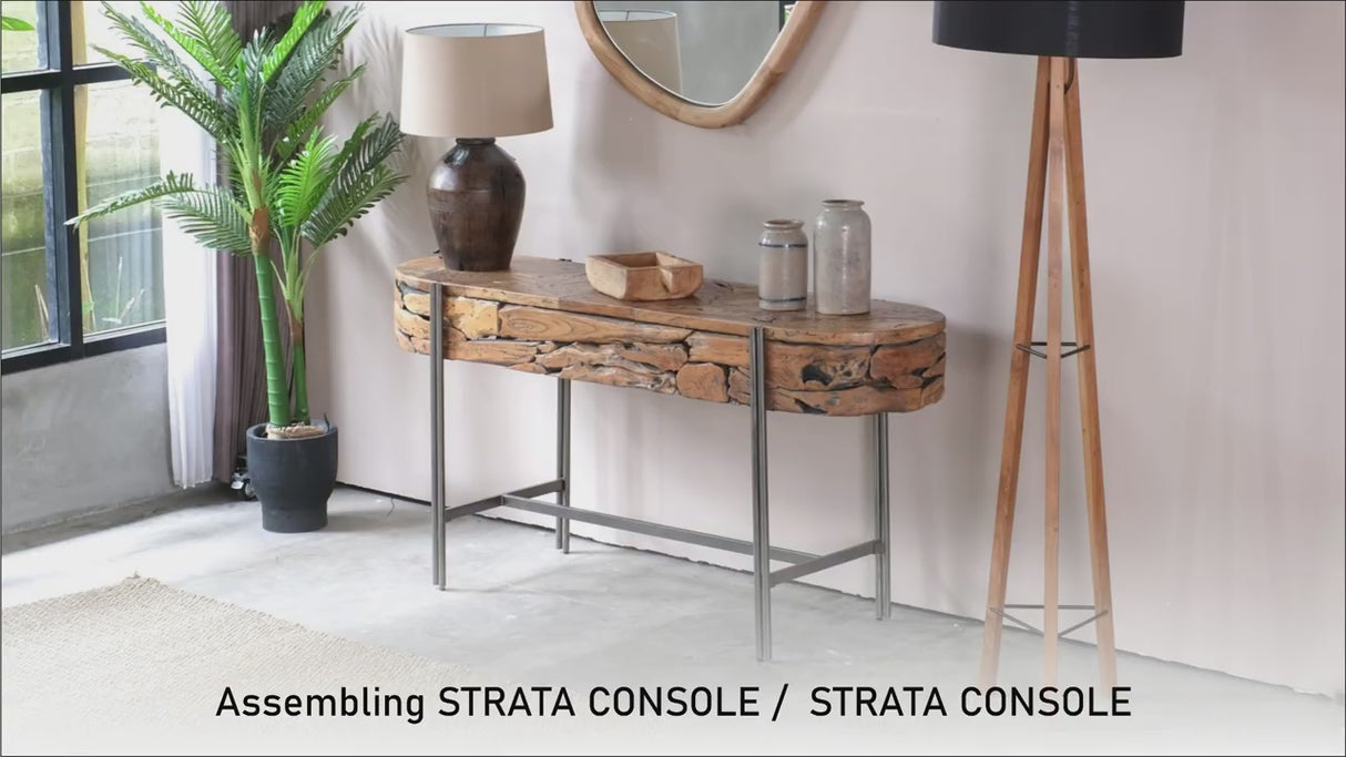 STRATA Solid Teak Console, Natural, 55.1"