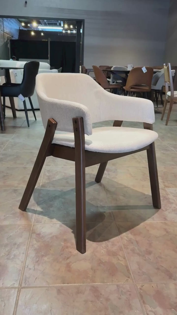 BEAUMONT Solid Wood Dining Chair, Cream