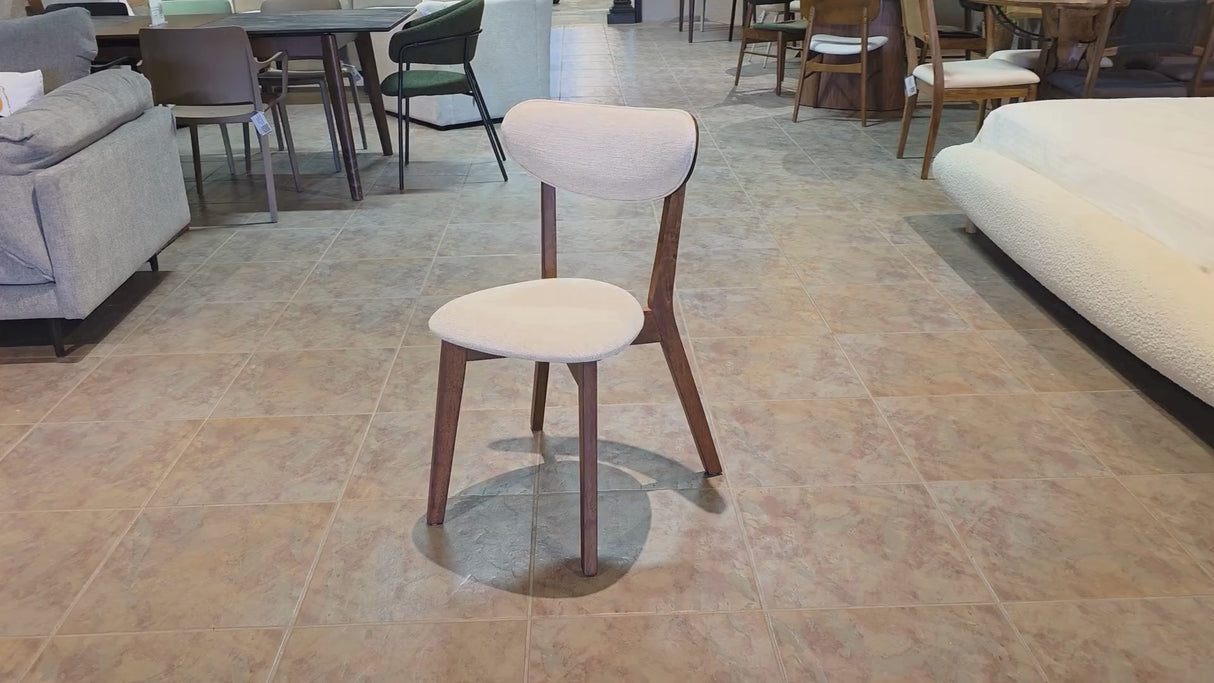 Abby Solid Wood Dining Chair - Smoked Oak and Heathered Ivory