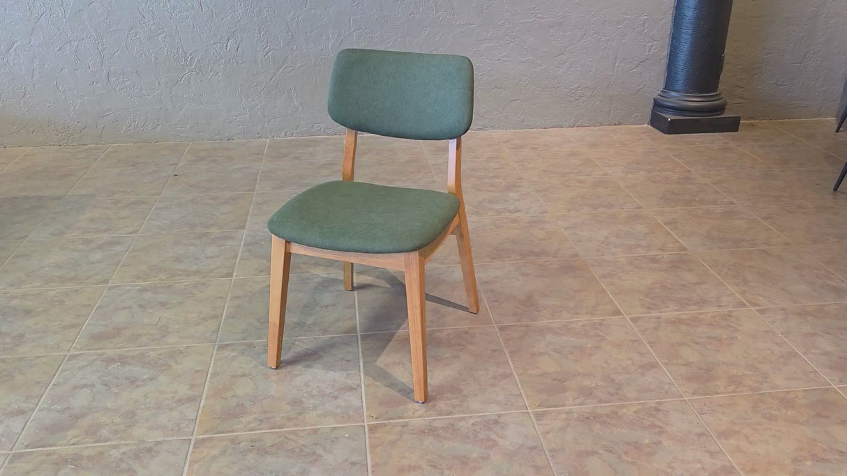 Clara Solid Wood Dining Chair - Natural Oak and Moss Green