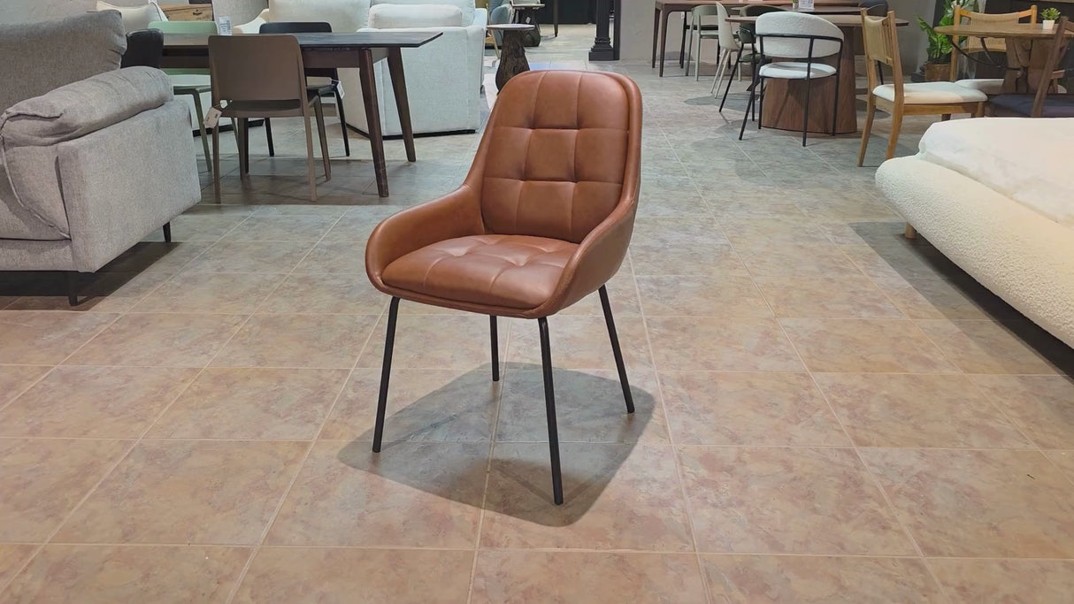 Chaise de salle à manger en cuir Petra - Marron