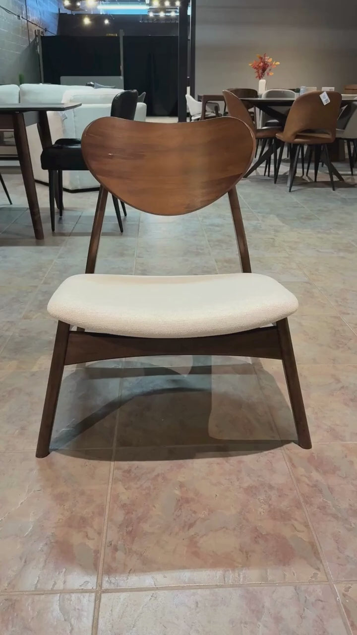 LAURENT Solid Wood Lounge Chair, Cream, 28.1"