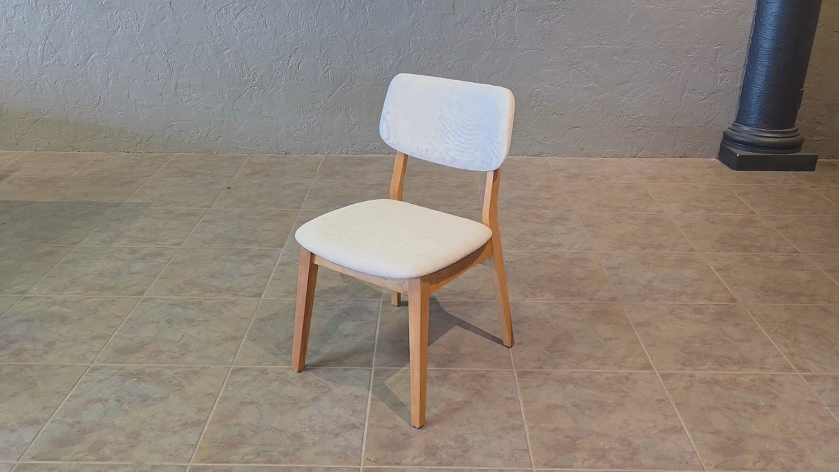 Clara Solid Wood Dining Chair - Natural Oak and Heathered Ivory