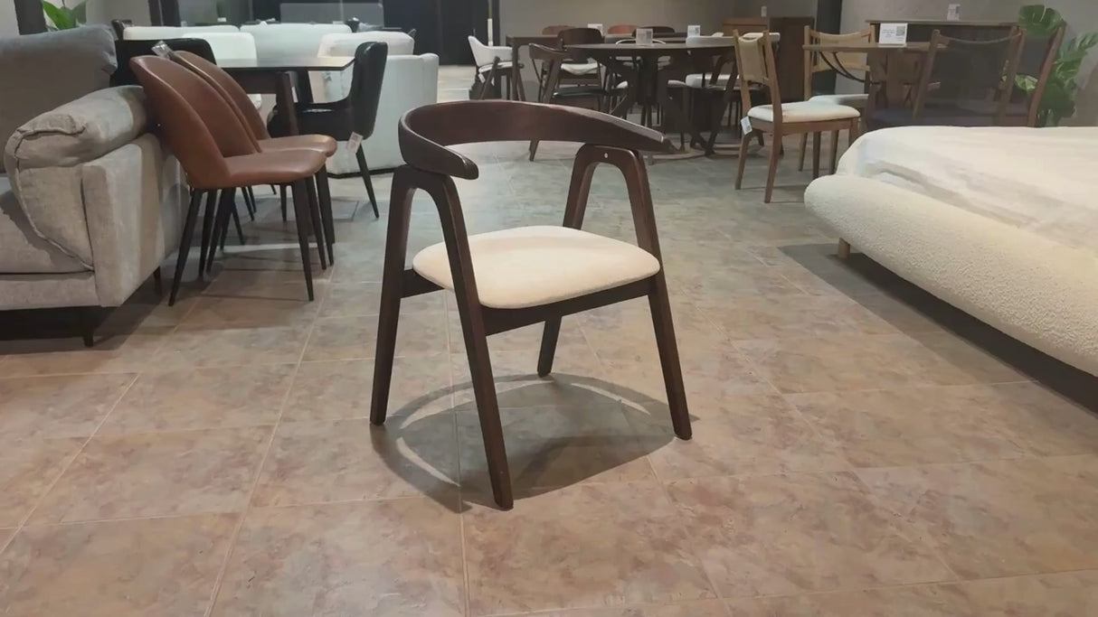 ELLIPSE Solid Wood Dining Chair, Cream