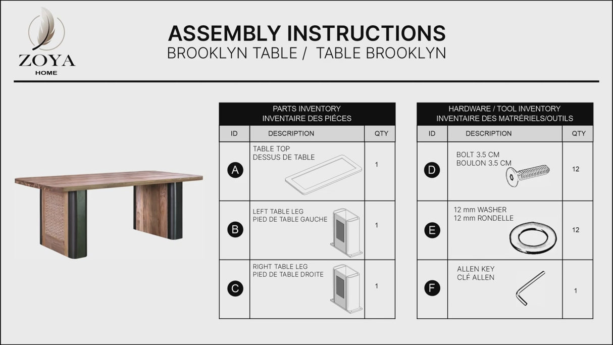 BROOKLYN Table de salle à manger en teck massif, naturel, 180cm
