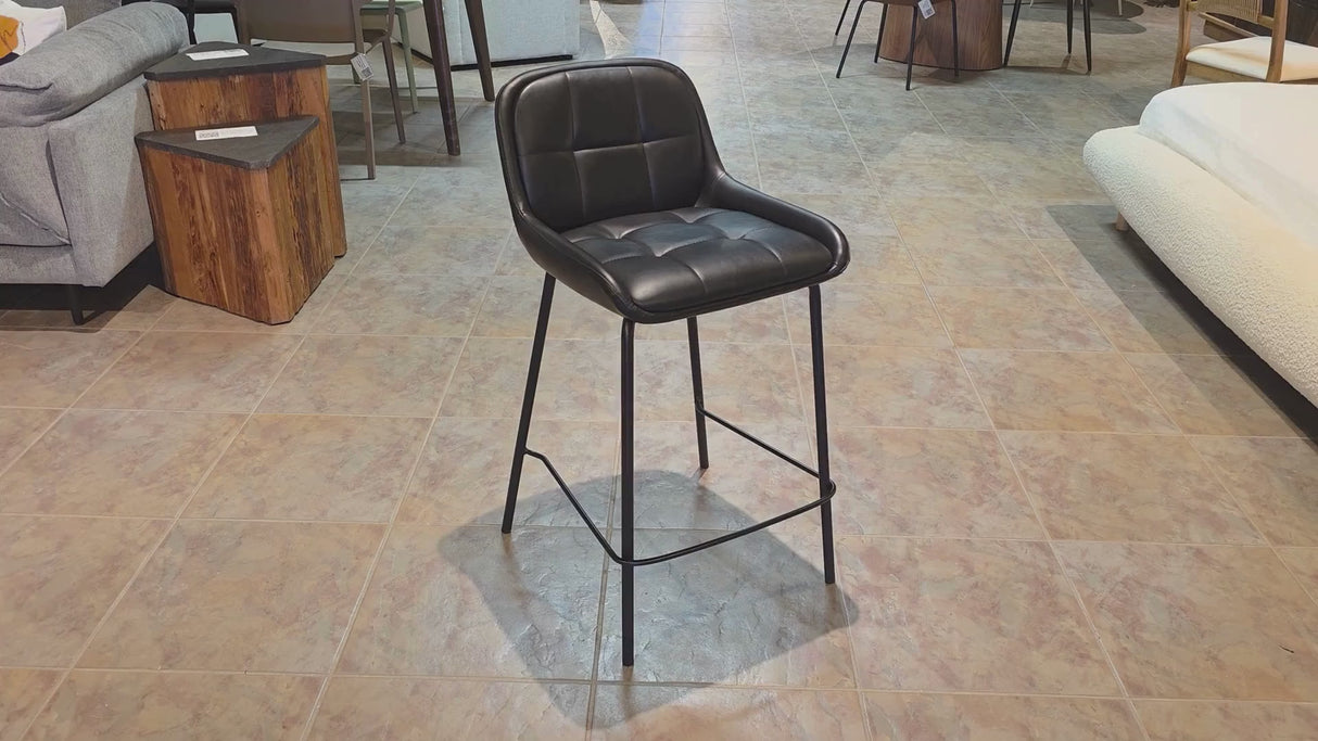 Petra Leather Counter Stool - Black