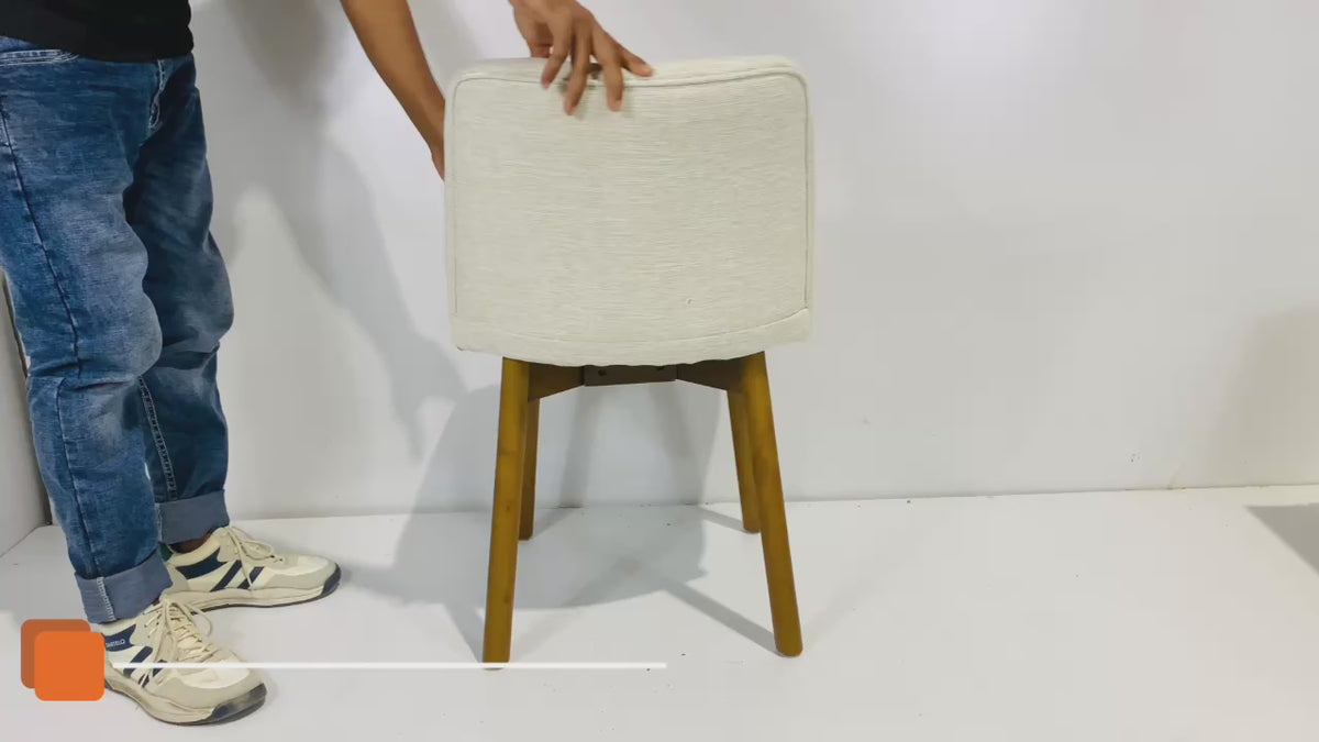 Charlotte Solid Wood Dining Chair - Walnut and Heathered Ivory