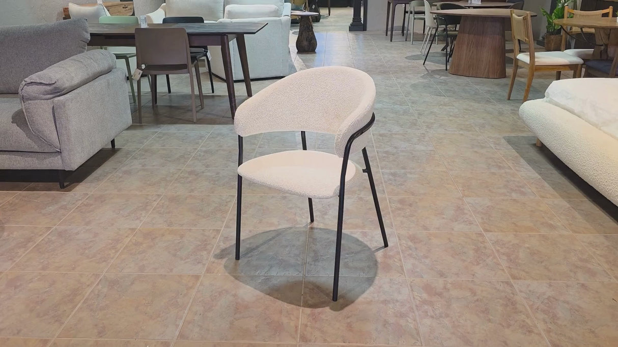 Geneva Bouclé Fabric Dining Chair - Ivory