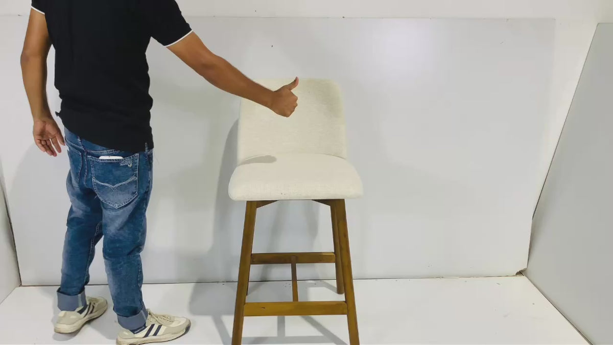 Charlotte Solid Wood Counter Stool - Walnut and Ivory