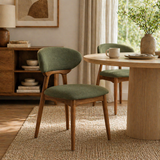 Chaise de salle à manger en bois massif Samantha - Chêne fumé et vert mousse